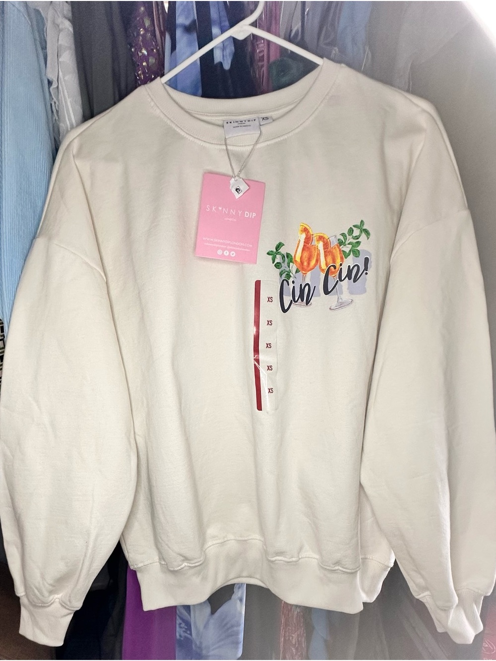 Aperol Spritz sweater, Cream color Graphic Sweatshirt Skinnydip 'Cin Cin'
